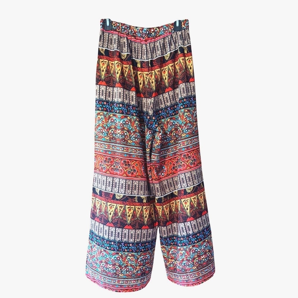 Wide Leg Palazzo Pants Women Large Multicolor Boho Paisley whimsical colored‎ - Picture 5 of 9